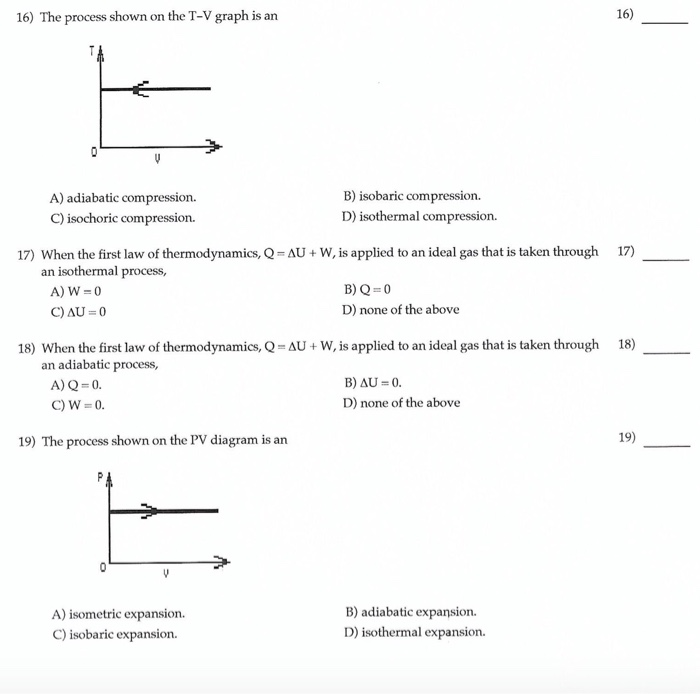 Solved 16 The Process Shown On The T V Graph Is An 16 A