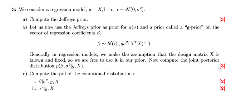 3 We Consider A Regression Model Y Xbe N 0 2 A Chegg Com