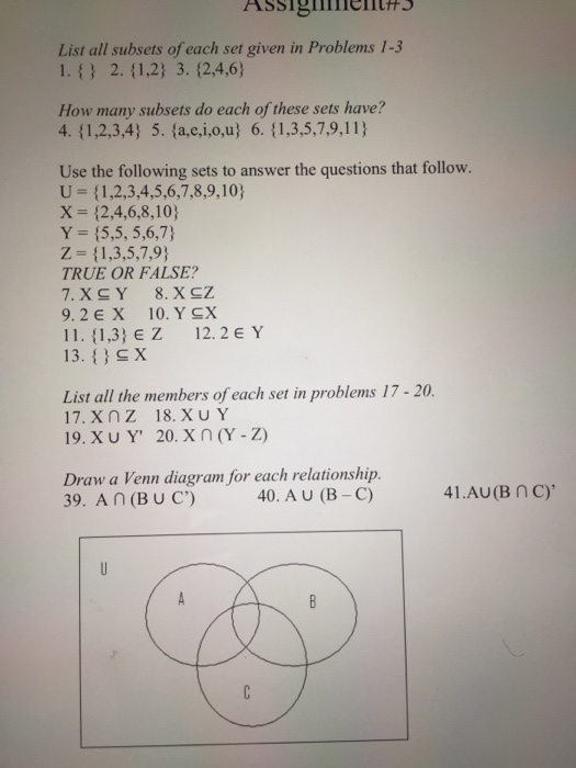 Solved List All Subsets Of Each Set Given In Problems 1 3 Chegg Com