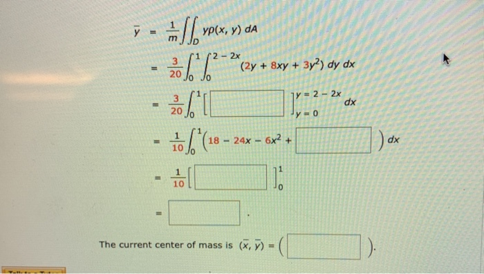 Solved Example 2 Find The Mass And Center Of Mass Of A Tr Chegg Com