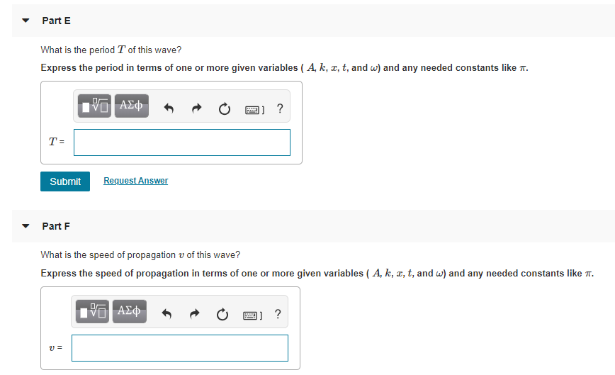 Solved Standard Expression For A Traveling Wave Part A Le Chegg Com