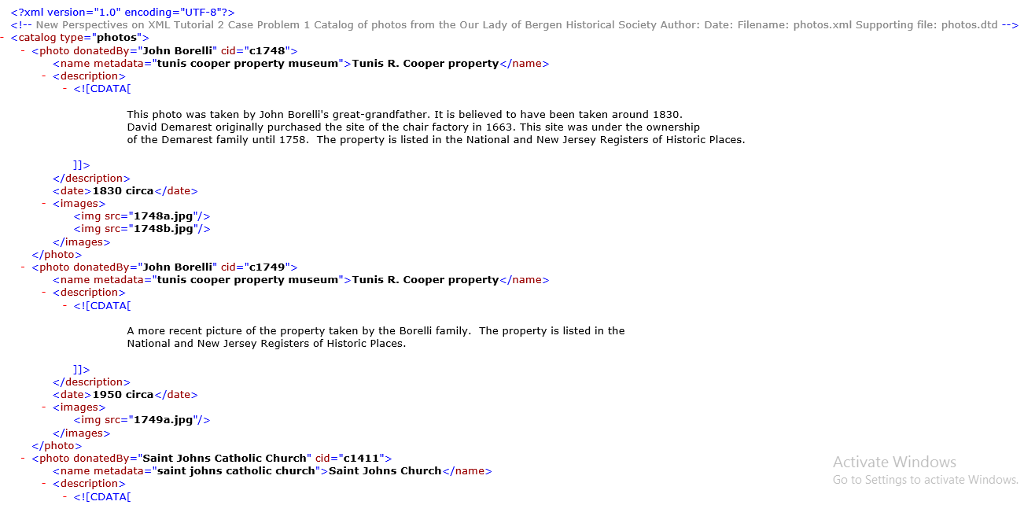 <?xml version-1.0 encoding- UTF-8 <-New Perspectives on XML Tutorial 2 Case Problem 1 Catalog of photos from the Our Lad