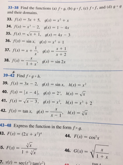 Find The Functions A F Compositefunction G B G Chegg Com