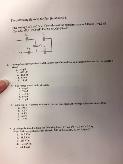 Solved The Following Figure Is For Test Questions 6 8 The Chegg Com