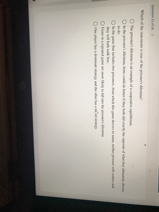 Solved Question 11 Of 18 > Which Of The Statements Is True | Chegg.com Solved Question 11 Of 18 > Which Of The Statements Is True | Chegg.com