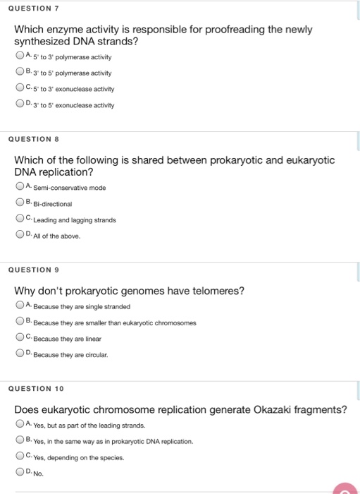 Solved Question 7 Which Enzyme Activity Is Responsible For | Chegg.com