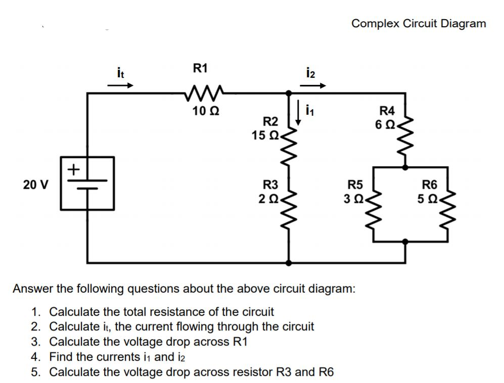 Solved: Complex Circuit Diagram R1 12 R4 6Ω 10Ω R2 15Ω R5 ...