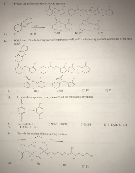 Predict The Product For The Following Reaction A I Chegg Com