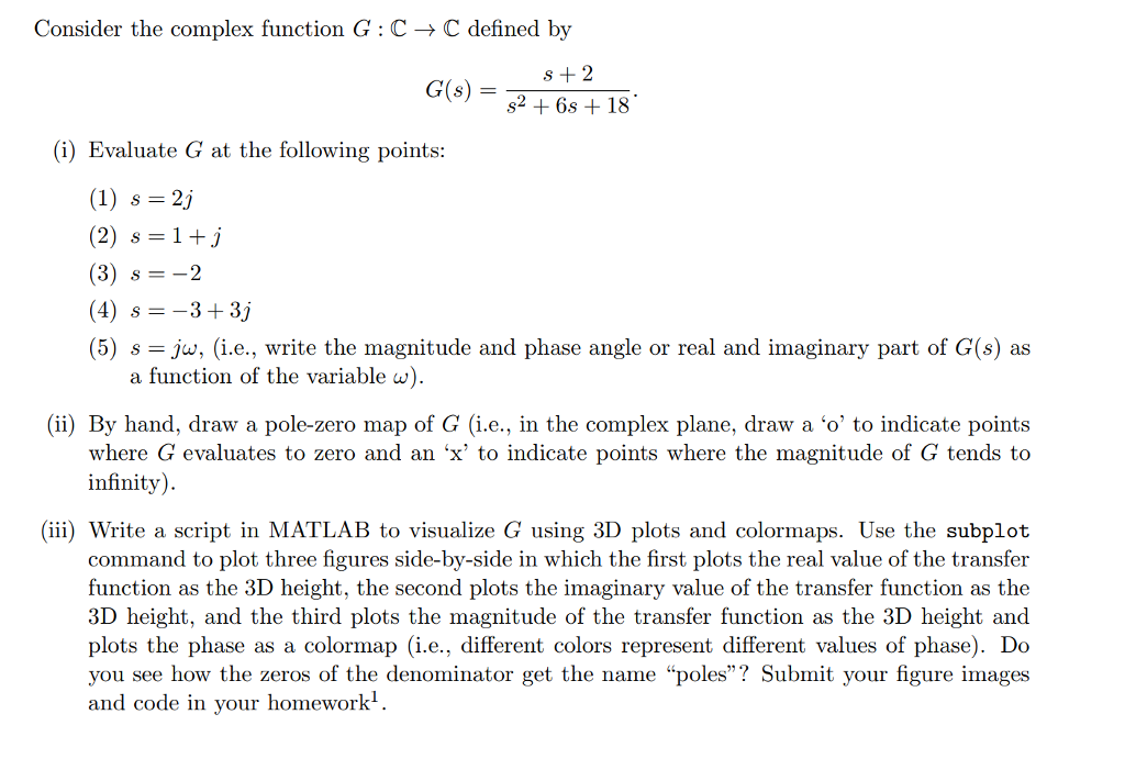 Solved Consider The Complex Function G C C Defined By Chegg Com