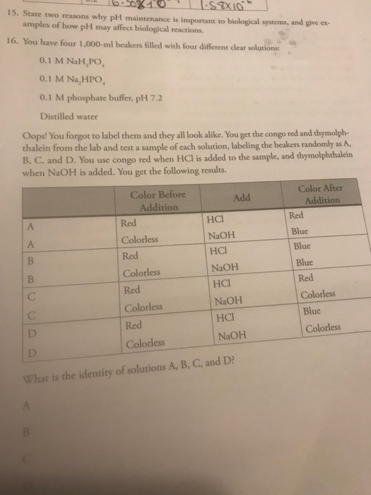 Solved 15 State Two Reasons Why Ph Maintenance Is Important Chegg Com