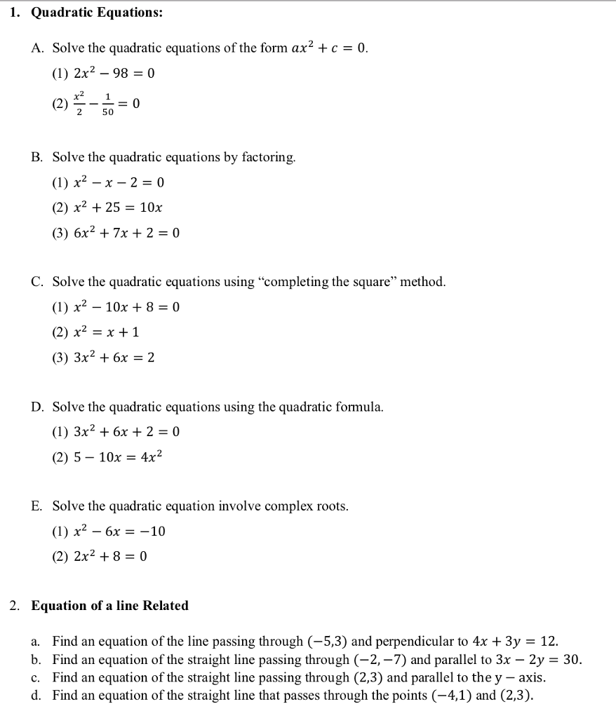 Solved] Consider the quadratic equation: A * x**2 + B * x + C = 0