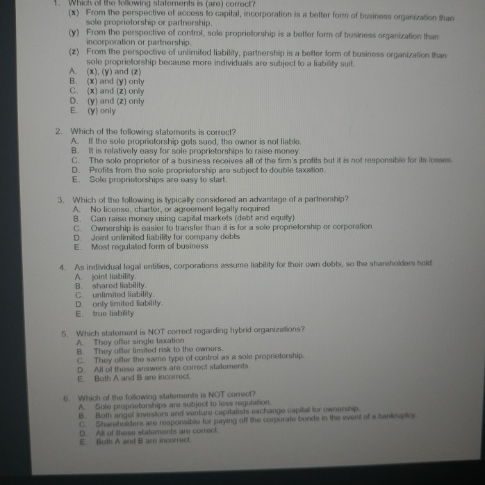 The Following Solved: Which ... Is Corre (are) Of Slalements .