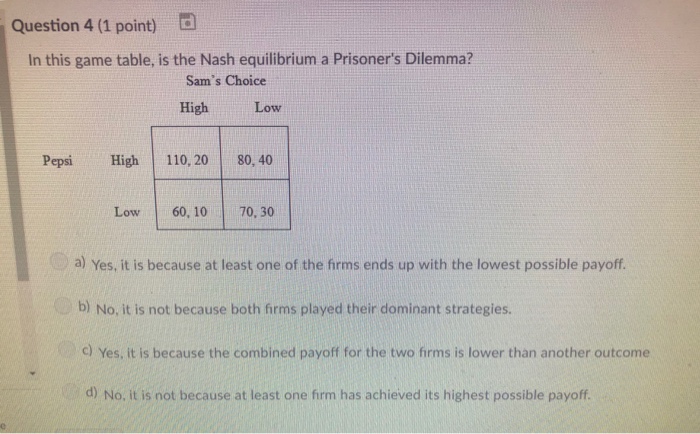 prisoners dilemma nash equilibrium