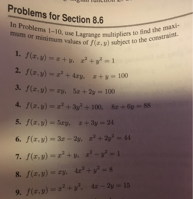 Problems For Section 8 6 In Problems 1 10 Use Chegg Com