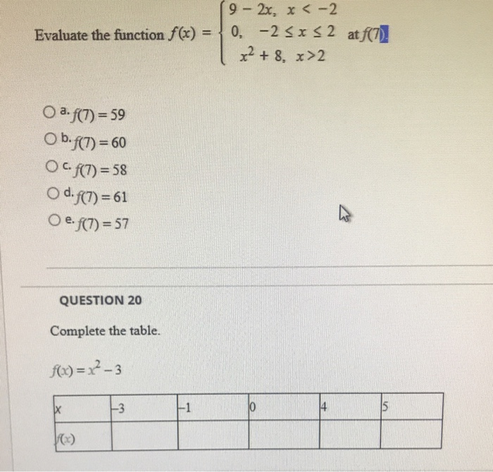 Solved 9 2x X 2 2 2 Evaluate The Function F X 10 Atf X Chegg Com