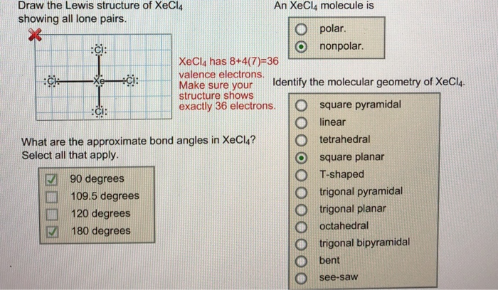 Solved: Draw The Lewis Structure Of XeCl Showing All Lone ...