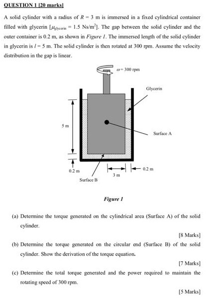 Solved A Solid Cylinder With A Radius Of R 3 M Is Immersed Chegg Com