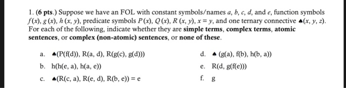 Solved 1 6 Pts Suppose We Have An Fol With Constant S Chegg Com