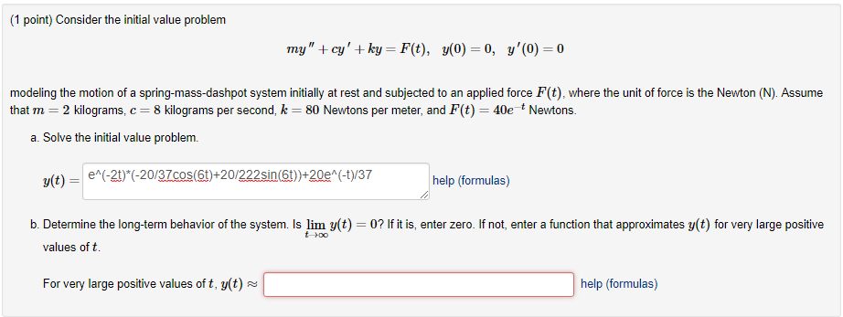 Solved 1 Point Consider The Initial Value Problem My Chegg Com