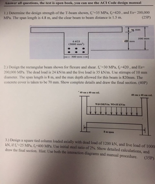 Solved Determine The Design Strength Of The T Beam Shown Chegg Com