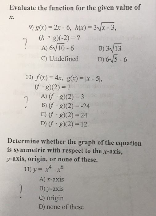 Evaluate The Function For The Given Value Of 9 G X Chegg Com