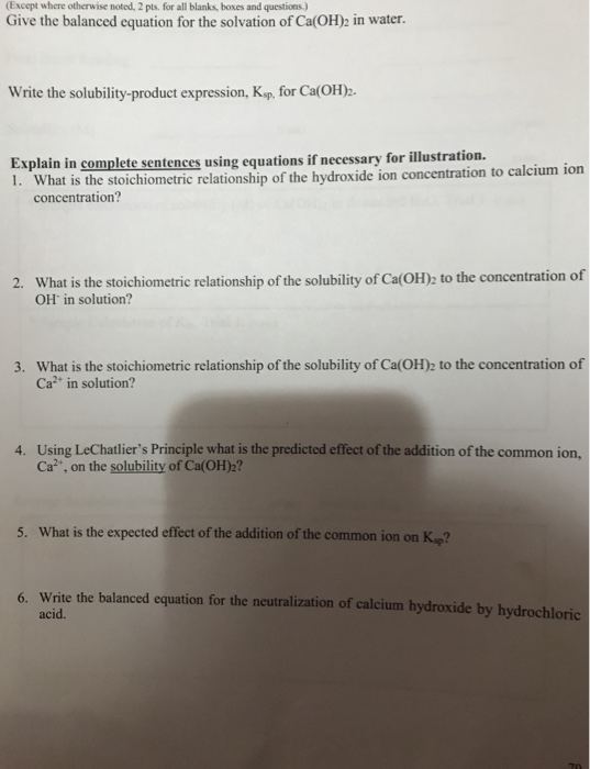 solubility product of calcium hydroxide and the common ion effect