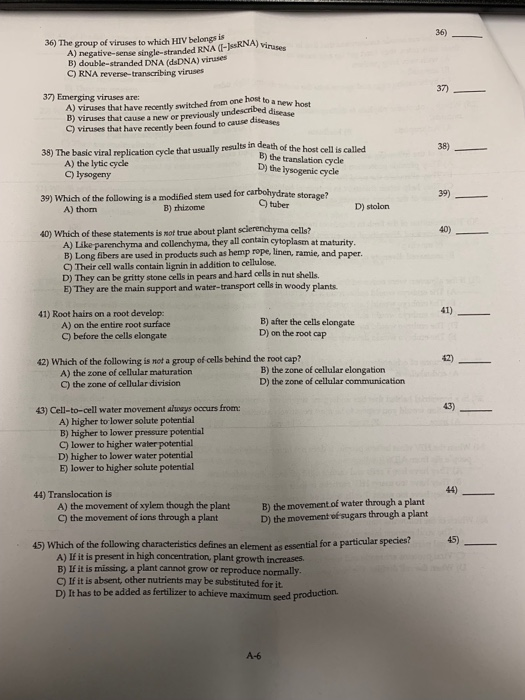 36 The Group Of Viruses To Which Hiv Belongs Is A Chegg Com