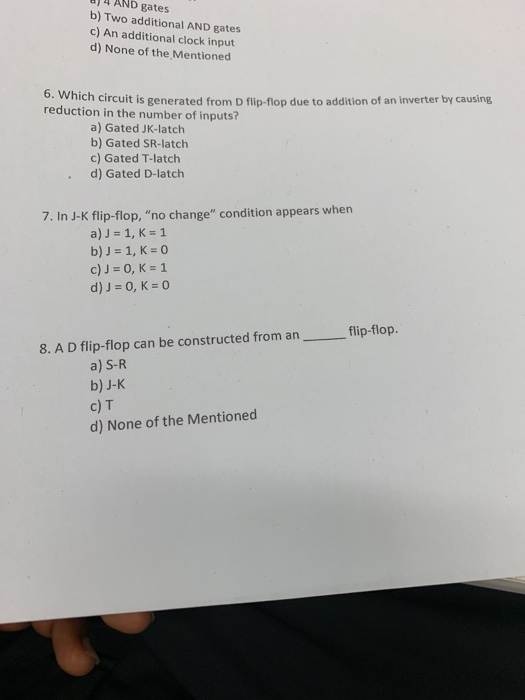 ) AND gates b) Two additional AND gates c) An additional clock input d) None of the Mentioned 6. Wh ich circuit is generated