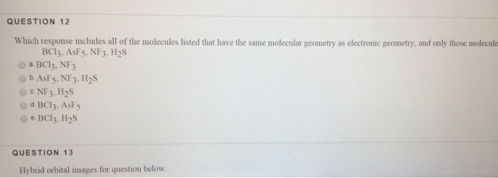 Solved Which Response Includes All Of The Molecules Liste