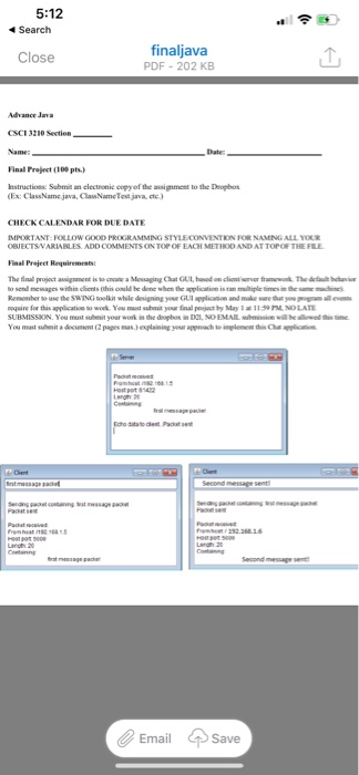 5:12 4 Search finaljava PDF-202 KB Close CSCI 3210Section Date Final Froject (100 pts hstructions: Submit an electronic copyo