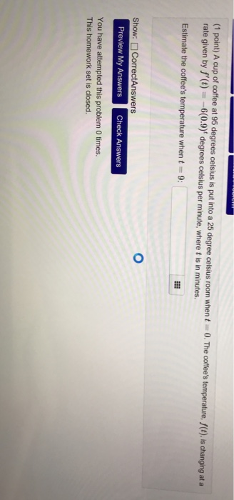 Solved 1 Point A Cup Of Coffee At 95 Degrees Celsius Is Chegg Com