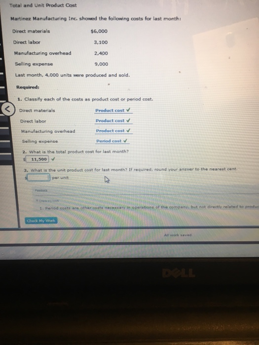 Solved Total and Unit Product Cost Martinez Manufacturing | Chegg.com