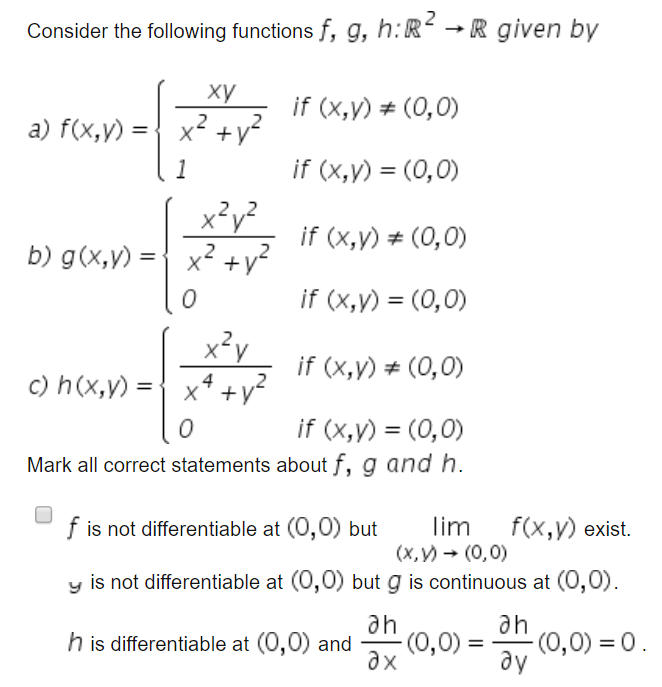 Solved Consider The Following Functions F G H R R Give Chegg Com