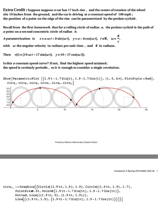 Solved Extra Credit Suppose Suppose A Car Has 17 Inch Rim Chegg Com