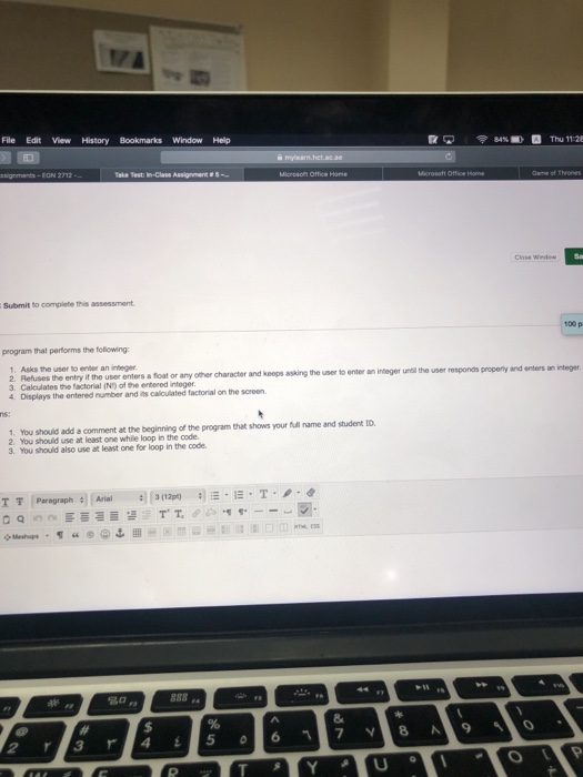 File Edit View History Bookmarks Window Help Close Windesw Submit to complebe this assessment program that performs the follo