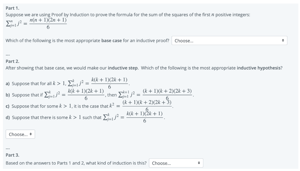 Solved Part 1 Suppose Using Proof Induction Prove Formula