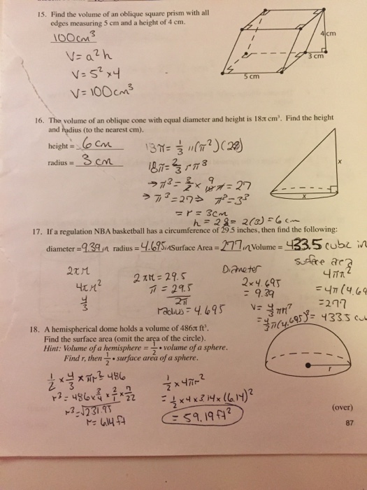 Solved: Find The Volume Of An Oblique Square Prism With Al... | Chegg.com