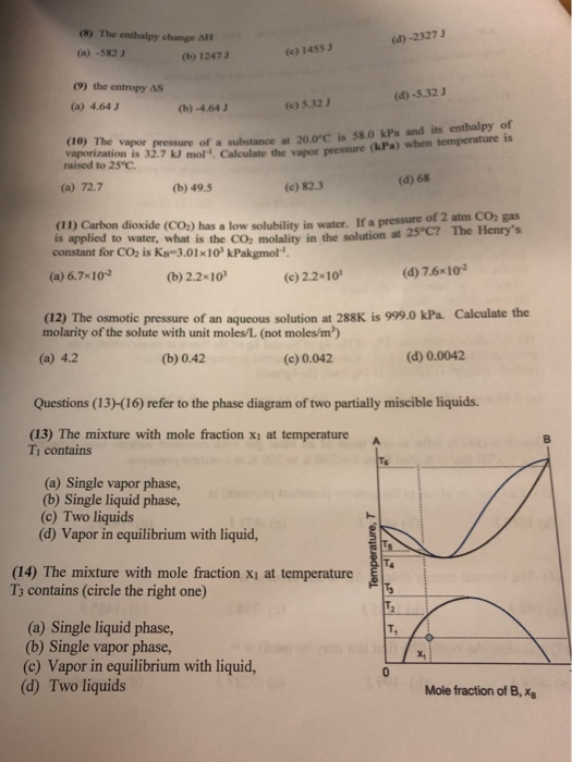 8 The Enthalpy Change All 0 5823 D 2327 J B Chegg Com