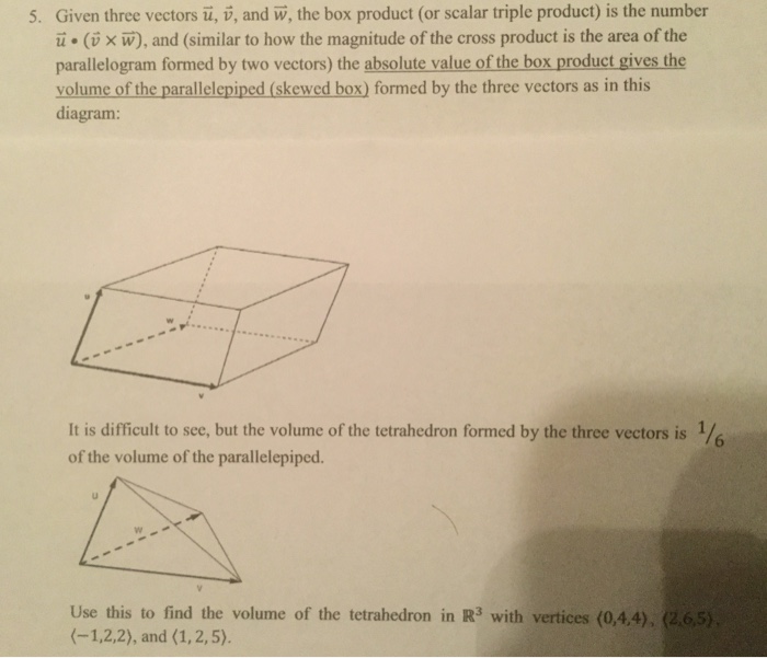 Solved Given Three Vectors U Vector V Vector And W Vect Chegg Com