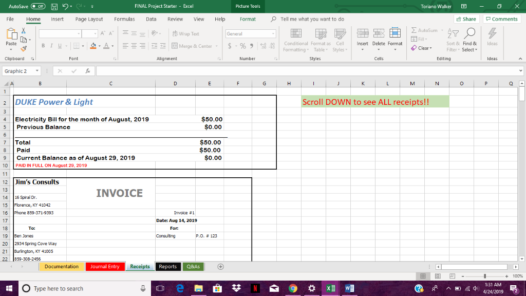 Create journal entries using the following receipts | Chegg.com