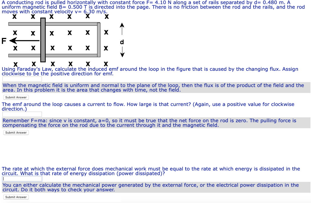 Solved A Conducting Rod Is Pulled Horizontally With Const Chegg Com