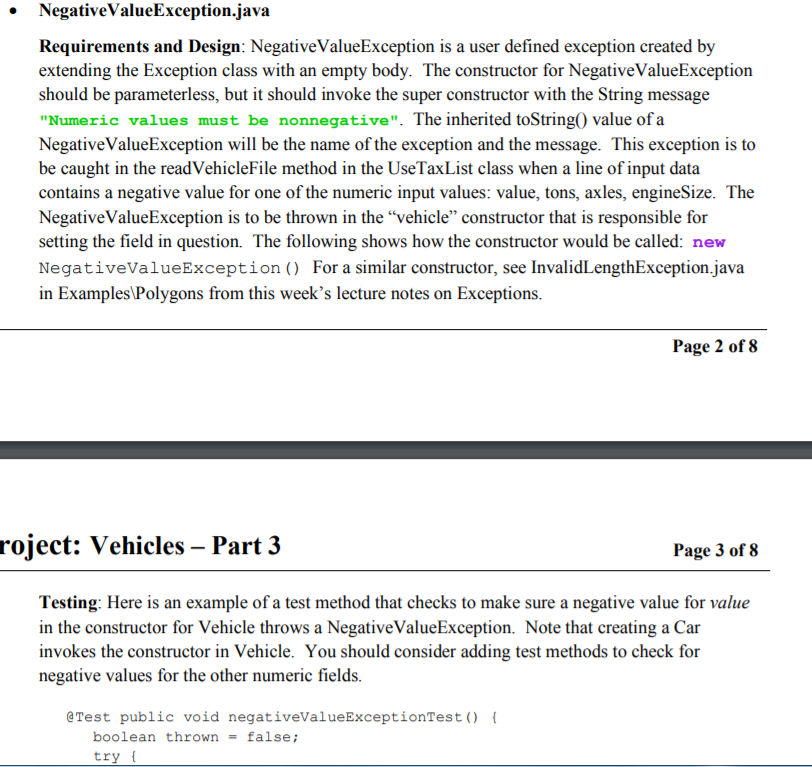 * NegativeValueException.java Requirements and Design: NegativeValueException is a user defined exception created by extendin