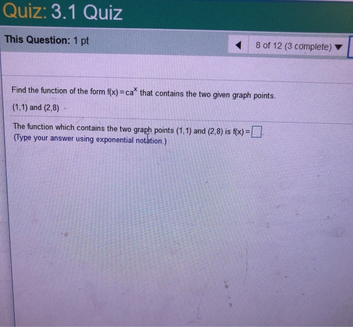 Solved Quiz 3 1 Quiz This Question 1 Pt 8 Of 12 3 Comp - 