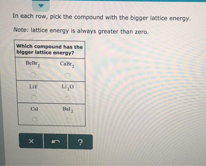 Solved In Each Row, Pick The Compound With The Bigger Lat
