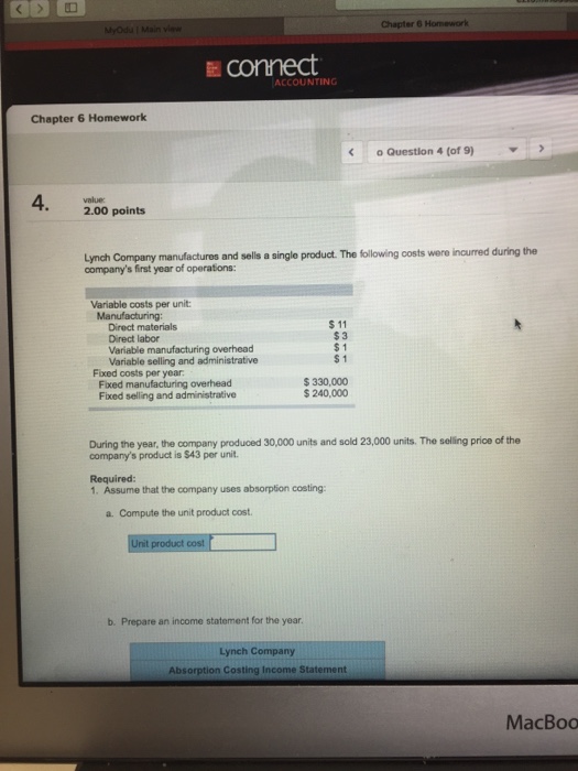 Chapter 6 Homework Main Vi E Connect Accounting Chegg 