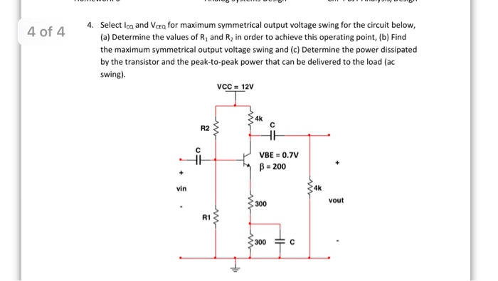 Solved Select L Cq And V Ceq For Maximum Symmetrical Outp