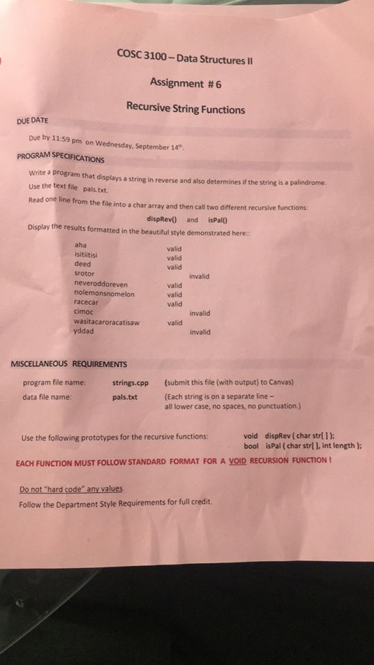 Reverse Due Date >> Solved Cosc 3100 Data Structures I Assignment 6 Recursiv Reverse Due Date >> Solved Cosc 3100 Data Structures I Assignment 6 Recursiv
