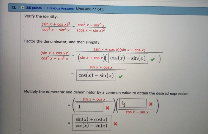 12 2 5 Points Previous Answers Sprecalc6 7 1 041 Chegg Com