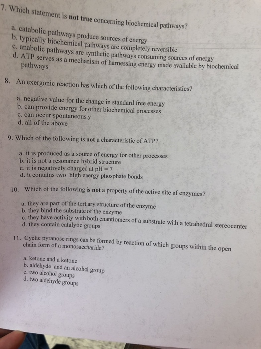 7 Which Statement Is Not True Concerning Biochemical Chegg 7 Which Statement Is Not True Concerning Biochemical Chegg