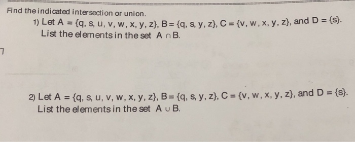 Solved Find The Indicated Intersection Or Union 1 Let A Chegg Com
